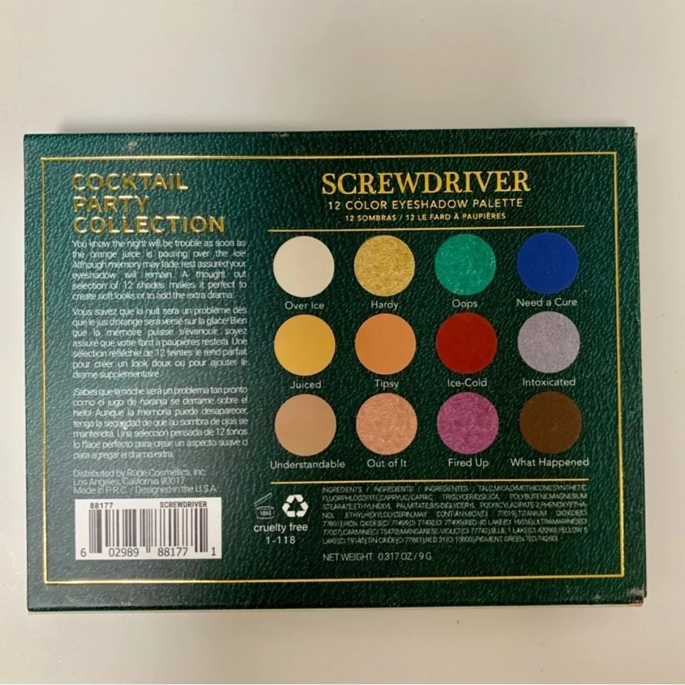 RUDE Screwdriver Eyeshadow Palette - Bold Vibrant NEW IN BOX